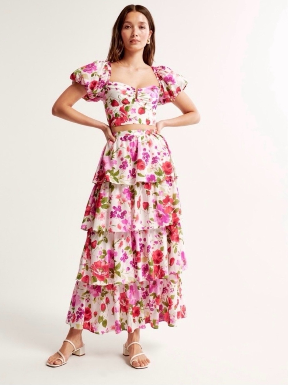 Abercrombie & Fitch Pink Floral Tiered Maxi Skirt - Picture 2 of 4